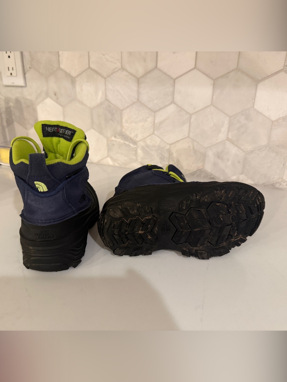 The North Face Kids Waterproof Boots in Navy and Neon Yellow - Picture 3 of 4